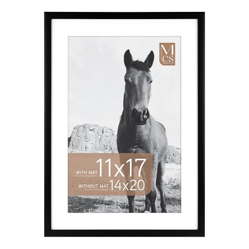 Image of MCS Everline Collection 14x20 Matted Poster Frame with 11x17 Picture Display, Black Vertical & Horizontal Wall Hanging Large Frame for Photos, Posters & Art Prints (1-Pack)