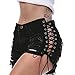 Sexy Jean Shorts Womens High Waisted Butt-Lifting Fringed Denim Short Lace Up Stretch Night Party Mini Hot Pants Beach Criss Cross Ripped Hole Bandage Denim Shorts Side Straps Sexy Mini Hot Pants