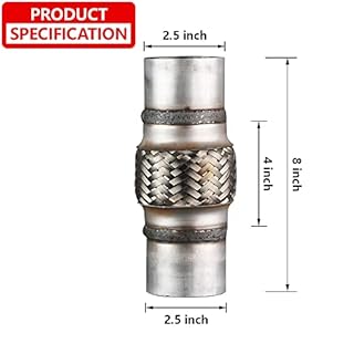 Autarboor Exhaust Flex Pipe, 2.5''x 4''Stainless Steel Heavy Duty Exhaust Flex Pipe, Double Braid Exhaust Flex Tube, Overall Length 8''