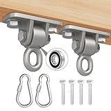 BETOOLL Swing Hangers with Bearing, Heavy Duty Porch Swing Hanging Kit for Outdoor Playground Tree Indoor Ceiling Mount Hardware Brackets Hooks for Yoga Hammock Punching Bag Accessories 2PCS Silver