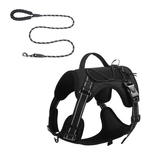 Uqezagpa 犬用リーシュハーネス反射ベスト調節可能なトレーニング多機能ベストペットの強力なトレーニングウォーキング水泳ハイキング