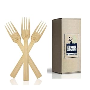 Bamboo Fork 100pack Disposable Bamboo 100% Cutlery Biodegradable and Compostable Renewable Premium Forks100PACK(6.7 “) For Wedding/Party/Camping
