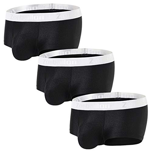 ZONBAILON Men's Sexy Underwear Bulge Pouch Ice Silk Underpants Low Rise Trunks Short Leg Boxer Briefs2