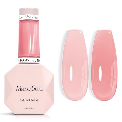 Image of MelodySusie Jeweliver Jelly Gel Nail Polish, 0.5Fl.oz Classic Nude Pink Gel Polish Soak Off UV LED Light Cure Gift for Women Manicure Nail Art DIY at Home B6649