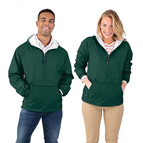 Image of Charles River Apparel Unisex Classic Solid Pullover, Water-Resistant Windbreaker with Flannel Lining