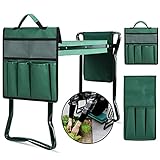 Garden Kneeler and Seat, Kneeler Seat for Gardening Heavy Duty Folding Garden Stools with Soft Kneeling Pad, Multi-Function Gardening Bench with 2 Tool Pouches, Garden Gifts for Women Senior