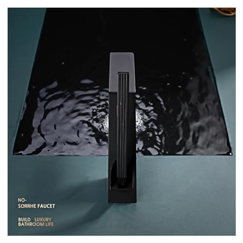 Robinet de lavabo eau chaude et froide en laiton noir à double commande précise