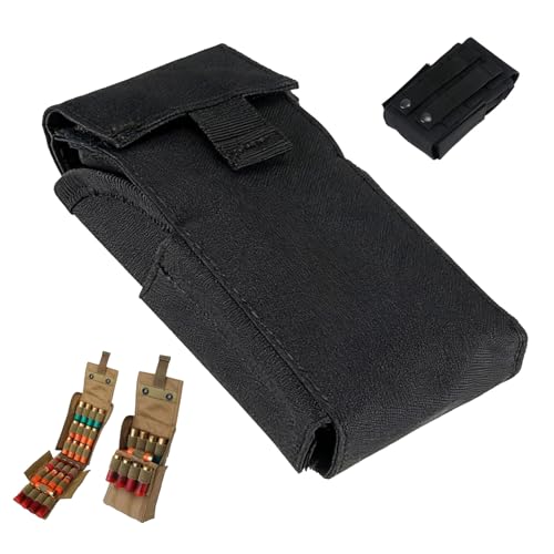 MOLLE Táctico 25 Rondas Shotshell Funda Cartuchera Compacta Plegable Escopeta Recargar Munición mag Bolsa Acceso Rápido Shotgun Shell Carrier(Black)
