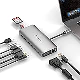 audio hub 2x4 [Recarga Potente] -- proporciona 87W de potencia al hub, 60W de alimentación para el ordenador portátil y 27W a otros periféricos de valor. Puede cargar su ordenador, MacBook Pro u otros dispositivos de tipo C durante la transferencia simultánea de datos. Nota: el puerto USB C no soporta la transmisión de datos y se necesita un cargador adicional.