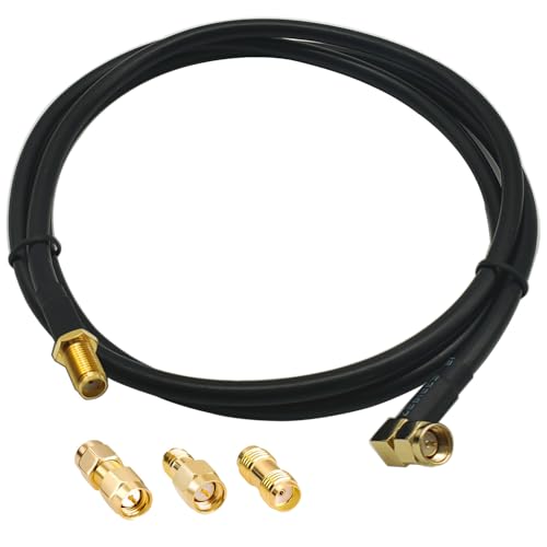 GTIWUNG RG58 SMA Koaxial Verlängerung Stecker auf Buchse RF Koaxialkabel 1M, WLAN Antenne Verlängerungskabel RG58 100cm Kabel + 3 Stück RF Koaxial Adapter Kit