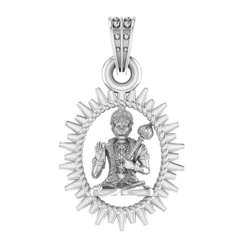 Médaillon Hanuman en argent sterling 925 bijou sacré Bajrang Bali AMZ 111