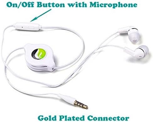 Retractable Earphones Headphones Hands-Free Headset for V60, V50S, V50 ThinQ 5G - 3.5mm w Mic Earbuds Earpieces Microphone Compatible with LG V60, V50S, V50 ThinQ 5G