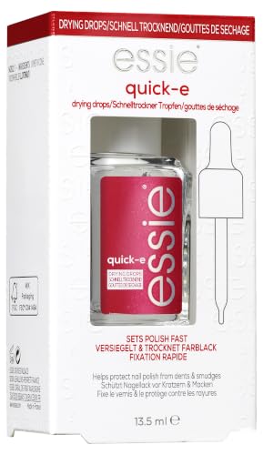 Essie Top Coat quick-e, Schnelltrocknungstropfen mit Pipette, Schutz und Glanz, Transparent, 13,5 ml