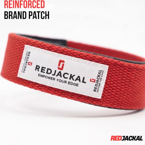 Image of REDJACKAL Single Loop Lifting Straps for Weightlifting - Heavy Duty Padded Cotton Deadlift Straps for Men & Women - Powerlifting, Bodybuilding & Gym Strength Training | 1 Pair Red