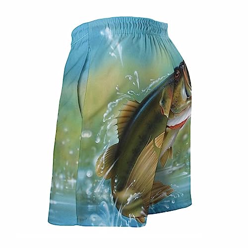 Bass Fishing Mens Swim Trunks Quick Dry Beach Shorts Casual Sports Board Shorts Swimwear with Pocket4