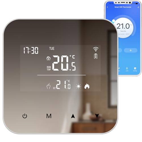 Vaconoff Termostato Caldaia Wifi A Batteria, Specchio Cronotermostato Smart 2 Fili, Termostato...