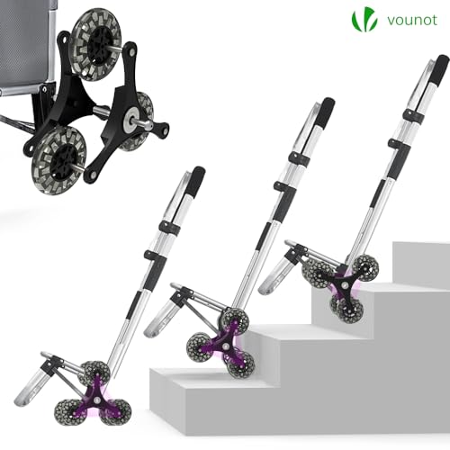 VOUNOT® Aluminium Einkaufstrolley Treppensteiger, 3 in 1 Trolly Einkaufswagen Klappbar, Hackenporsche mit Kühlfach und Haken, 6 Rädern & großer Kapazität, Wasserdicht, Grau – Bild 3