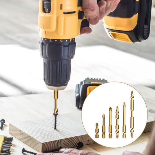 Image of Serplex 6Pcs Screwdriver Bits Electric Drill Bits Set, Non-Slip Phillips Bits, Ribbed Bits Design, 30 /50 /65 /75mm Long Assorted Drill Bits & 67 /100mm Long Dual-Tip Drill Bits, Universal 1 /4 Hex Shank