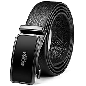 BOSSARON Leder Gürtel für Herren Business Anzug,Schwarz Breit 35mm,Größe Einstellbar Leder Gürtel für Herren Business Anzug,Schwarz Breit 35mm,Größe Einstellbar Gürtel