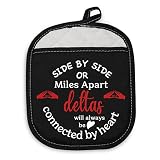 VAMSII DST Inspired Sisterhood Pot Holders Deltas Will Always be Connected by Heart Hot Pot Mat Gift