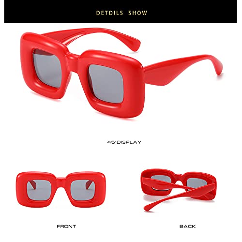 Cute Square Inflated Sunglasses for Women Men Chunky Candy Color Glasses Y2K Hip Hop Punk Shades4