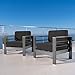 Christopher Knight Home Crested Bay Outdoor Aluminum Club Chairs with Water Resistant Cushions, 2-Pcs Set, Grey / Dark Grey
