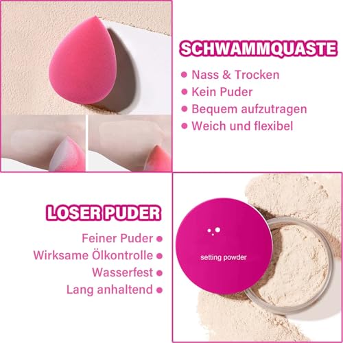 Make Up Set, Schminke Geschenk Set für Frauen, 8 Stück All In One Make Up Sets, Starter Kosmetik-Set Inklusive Lip Glaze, Loose Powder, Primer Makeup, 15 Farben Concealer Palette und Rouge Stick – Bild 5