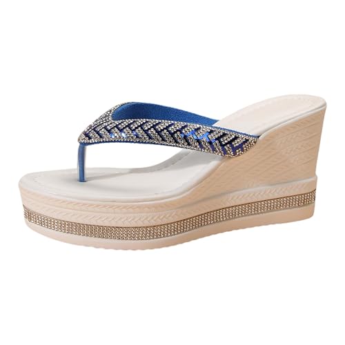 Orthopedic Platform Wedge Sandals For Women With Arch Support Fashionable Toe Thong Shining Pearl Flip Flops Comfortable Open Toe Womens Slippers Casual Summer Dressy Beach Walking Shoes (G, 9)