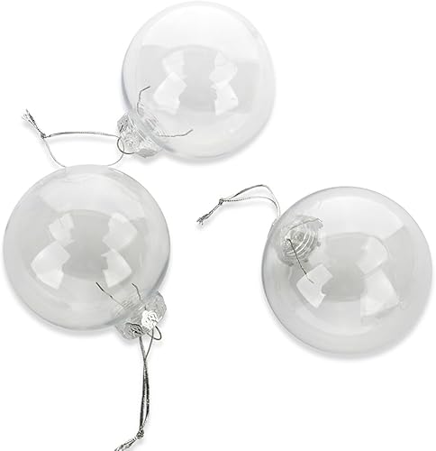 Miniatura 6 de 6 bolas de Navidad transparentes, 3.150 in3.14 pulgadas, bolas de adorno de plástico transparente rellenables con una cuerda plateada y tapa de