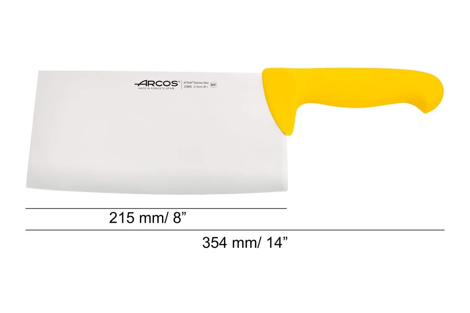 Arcos Coltello da Macellaio in Acciaio Inossidabile Nitrum con Lama da 220 mm – Manico Ergonomico in Polipropilene, Professionale – Giallo, Serie 2900