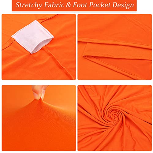 Image of 4 Pack Spandex Stretch Table Cover - 32x43 Inch Square Corners, Fitted High Top Tablecloth for Cocktail, Round, Bar, Weddings, Birthday, Banquet, Outdoor Party (Orange)