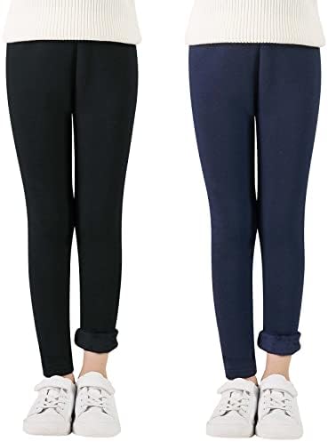 Adorel Girls Fleece Lined Leggings Thermal Trousers Cotton