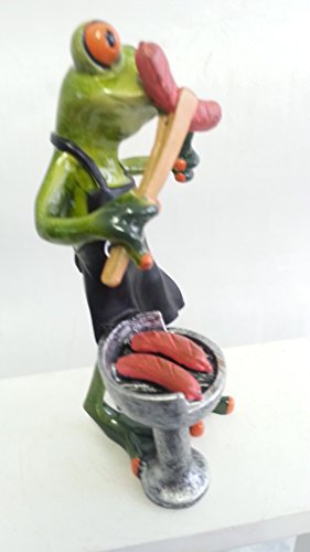 Süßer Frosch am Grill mit Bratwurst Deko Figur Dekoration Zierfigur Froschfigur
