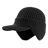 Gorros de Punto para Hombres Gorro de Invierno con Orejeras y Forro Polar Gorro cálido para Deportes al Aire Libre para Hombres Invierno Negro, decoración del hogar