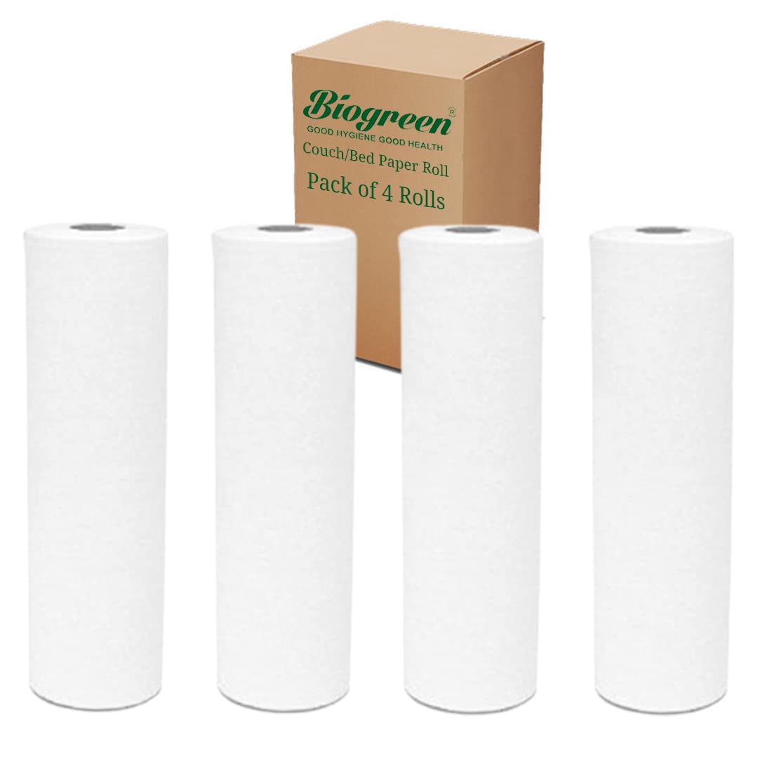 Biogreen Hospital Bed/Couch Roll || Width 24 inch || 100 Meters Each Roll - Pack of 4 || usable Operation Theater, Diagnostic centres, pathalogy centres, spa centres