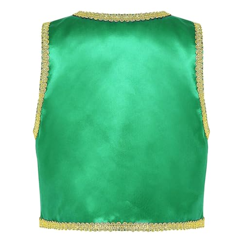 Boys Arabian Prince Tops Waistcoat Vest Kids Fairy Tale Dramas Stage Performance Fancy Dress Ups Green 8 Years4