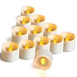 LED Teelichter mit Timer 12 Stück - Flackernde, batteriebetriebene Kerze | Auto 6h Ein/18h Aus - 200h Brenndauer, Realistisches Flammen-Imitat, LED Kerzen für Hochzeiten, Partys, Festivals(3.0x3.6CM)