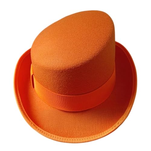 Wdbild Chapeau haut-de-forme rétro tendance à bords bouclés pour événements à thème et tenues décontractées, Orange, 41