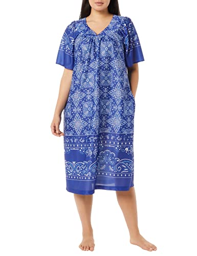 Image of AmeriMark Casual Women's Patio Muumuu House Dress Loose Comfortable Short Sleeve Sun Dress Lounger Gown Sleepwear for Ladies