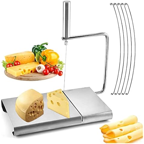 Raincol Stainless Steel Modern Cheese Slicer, Stainless Steel Cheese Cutter,Wire Cheese Slicer for Cheese Butter, Equipped with 5Replaceable Cheese Slicer Wires… Cover