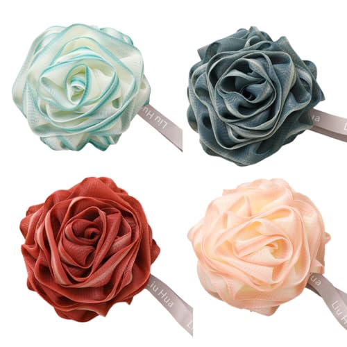 Loofah Sponge Shower Bath Sponge Shower Body Wash Sponge Exfoliating Body Scrub 75g Mesh Pouf Bath Scrunchies for Women and Girls (4Pcs Colorful)