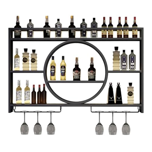 MSHGSKU Étagère à vin Murale avec Support pour Verres Étagère à Bouteilles de vin en métal Étagère de Rangement multifonctionnelle pour la Maison, Les...
