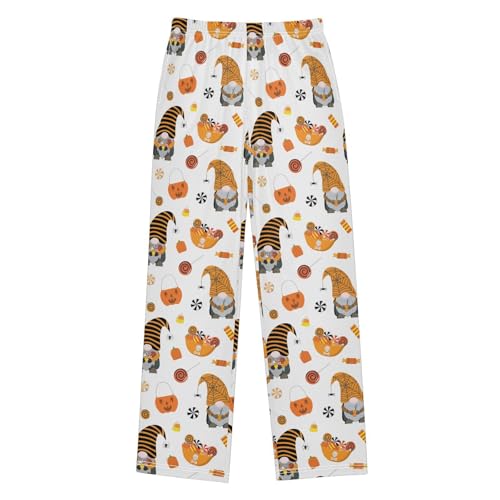 Gnome Halloween Pumpkin Boys Long Pants Soft Trousers Elastic Waist Kids Lounge Bottoms with Pockets S-XL