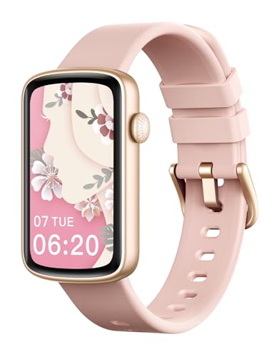 SHANG WING Fitness Watches for Women, LYNN2 Fitness Tracker with Heart Rate Monitor Blood Oxygen/Sleep Tracker Pedometer, Slim Step Tracker Watch for iOS/Android Phones Waterproof (Pink)