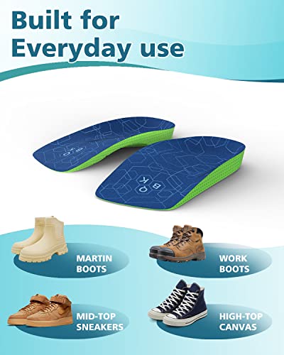 Flat Feet Insoles, Qbk 3/4 Length Orthotic Inserts Improve Plantar Fasciitis, Heel Spurs, Achilles Tendonitis, Bunions, Back Pain For Men&Women Thin Insoles L - 5