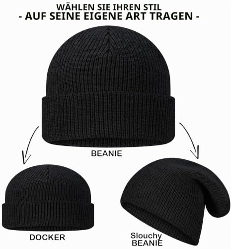 TODO Merino Wollmütze für Herren und Damen, Warm und Bequem, Schwarz – Bild 5