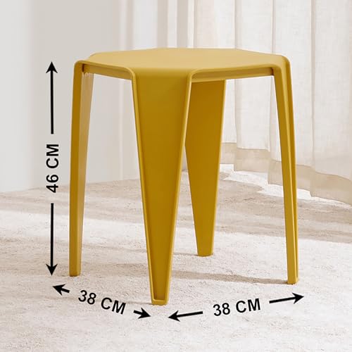 Image of Home Centre | Winfield Polypropylene Stool | Sitting Stool for Home | Yellow | 1 Year Warranty