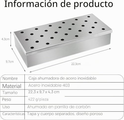 Miniatura 2 de Caja Para Ahumar De Acero Inoxidable, Ahumador, Caja Para Ahumar, Caja Para Ahumar, Accesorios Para Barbacoa, Para Parrilla Con Diseño Porosos Para Cusine Bbq, Plata