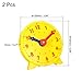 PATIKIL 4 inch Teaching Clock, 2 Pack Learn Clock Learning Tell Time Analog Clock Demonstration Clock 24 Hour 2 Pointers for Classroom Teacher, Yellow