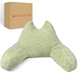 MJOLLYGLOBE Kids Reading Pillow, Corduroy Back Rest Pillow for Bed Sitting Up, Back Support with Arms for Couch Filling Polyester Cotton, Loungepillow for Kids Study/Gaming(Light Green)
